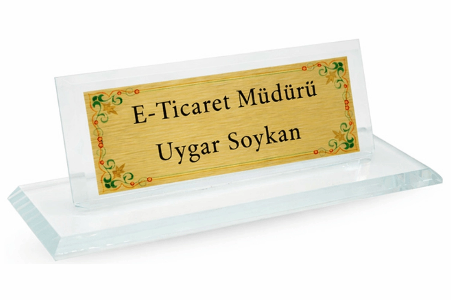 Süblimasyon Kristal Cam Masa İsimliği