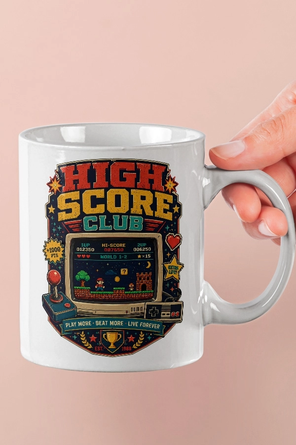 High Score Club Piksel Art Tasarım Kupa
