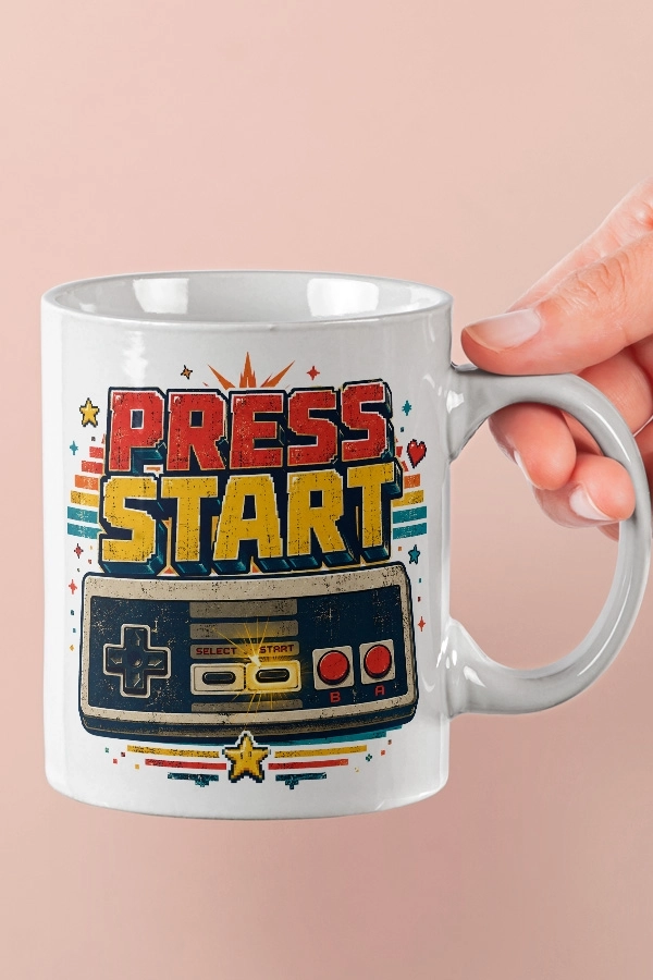 Press Start Piksel Art Tasarım Kupa