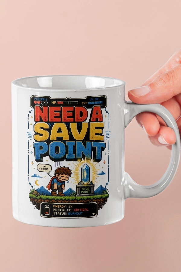 Need A Save Point Piksel Art Tasarım Kupa