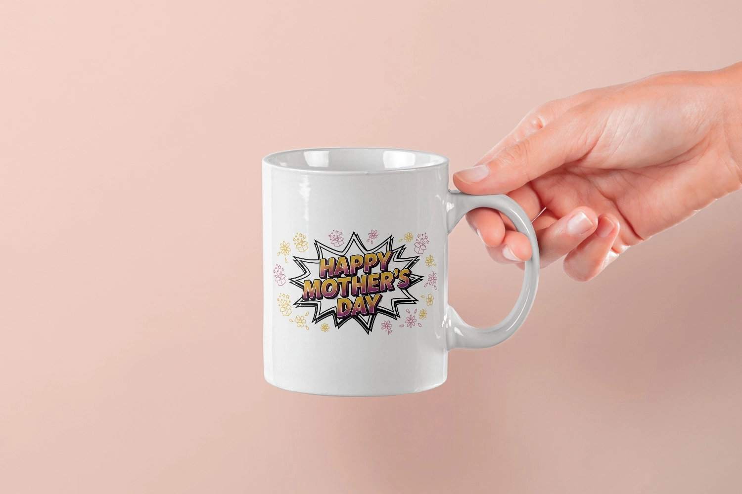 Pop-Art Tasarımlı ’’Happy Mother’s Day’’ Tasarım Kupa - Eğlenceli Anneye Hediye