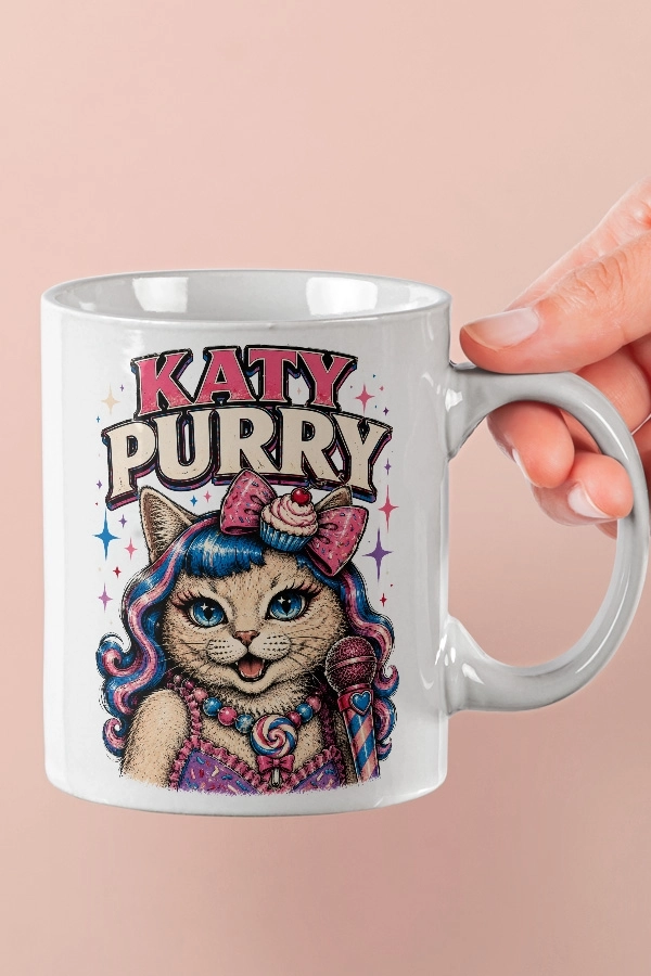 Katy Perry - Katy Purry Kedi Pop Tasarım Kupa - Versiyon 1