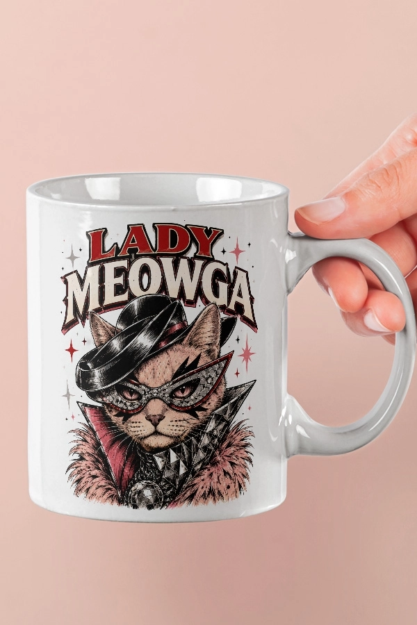 Lady Gaga - Lady Meowga Kedi Pop Tasarım Kupa - Versiyon 1