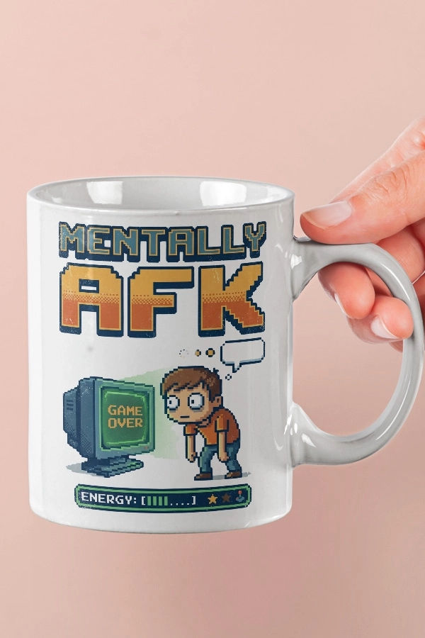 Mentally AFK Retro Gamer Piksel Art Tasarım Kupa