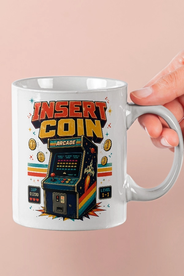 Insert Coin Piksel Art Tasarım Kupa
