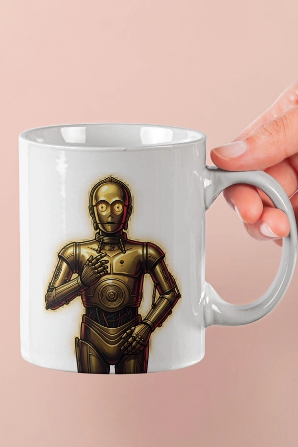 Star Wars C-3PO Altın Protokol Droidi Fan Art Kupa