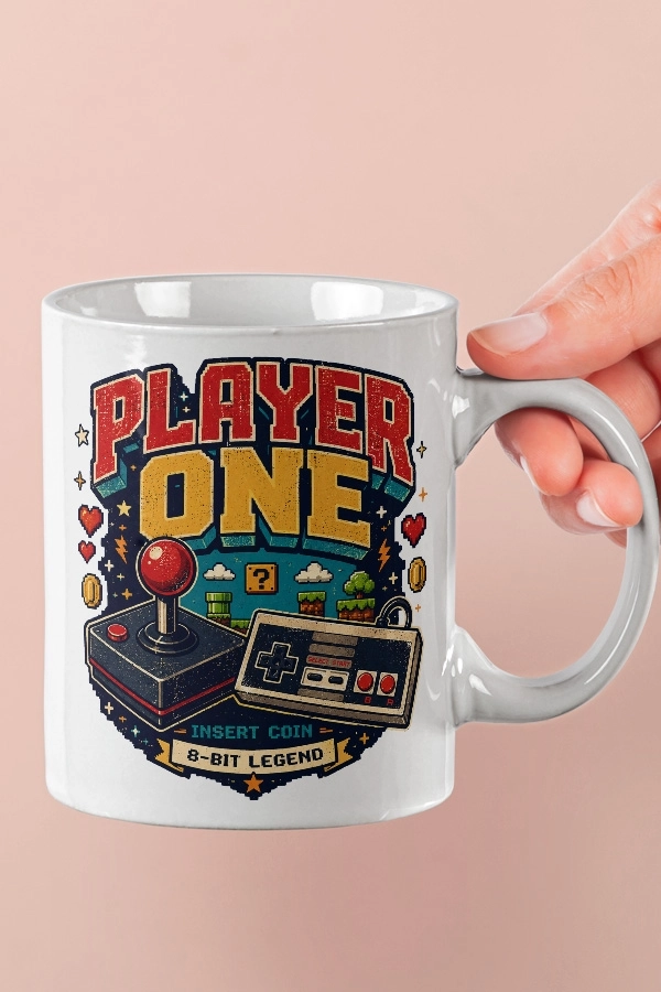 Player One Piksel Art Tasarım Kupa