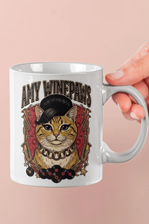 Amy Winehouse - Amy Winepaws Kedi R&B Tasarım Kupa - Versiyon 2