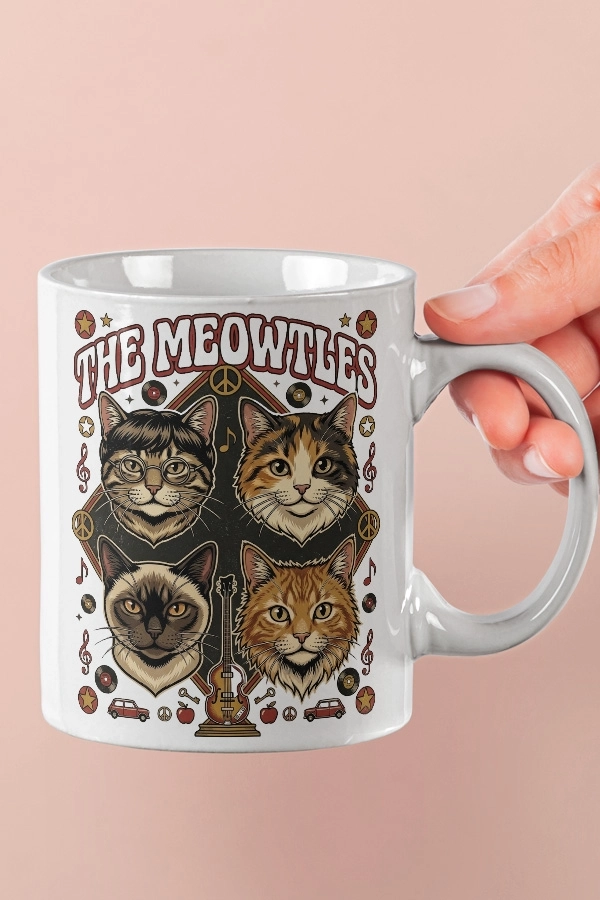 The Beatles - The Meowtles Kedi Rock Tasarım Kupa - Versiyon 2