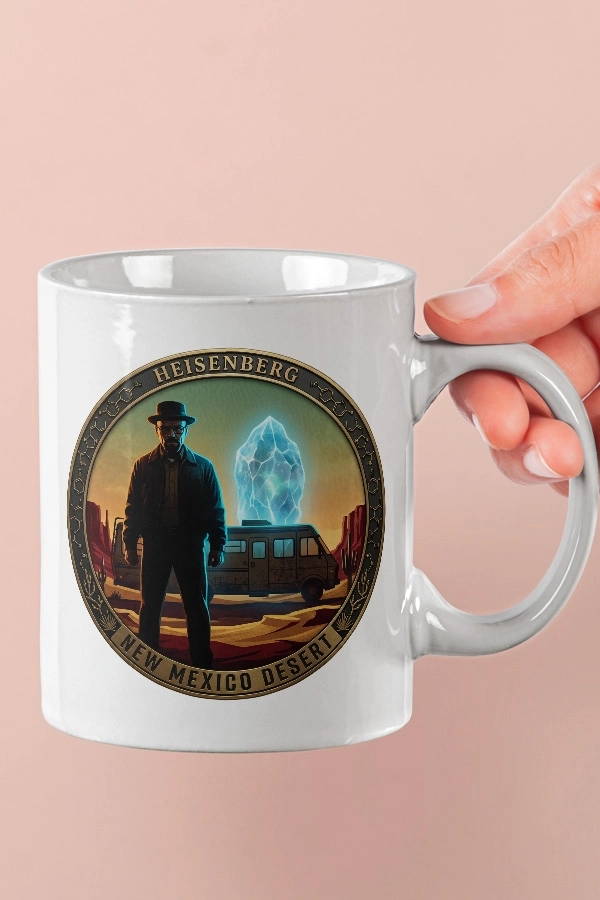 Breaking Bad Heisenberg & RV New Mexico Desert Fan Art Kupa 