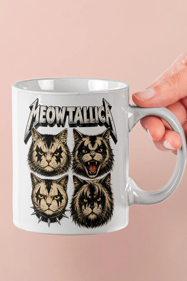 Metallica - Meowtallica Kedi Metal Tasarım Kupa - Versiyon 1