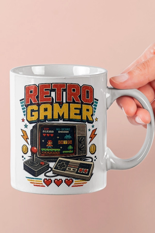Retro Gamer Piksel Art Tasarım Kupa