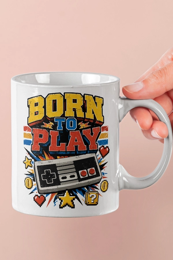 Born To Play Gamepad Piksel Art Tasarım Kupa