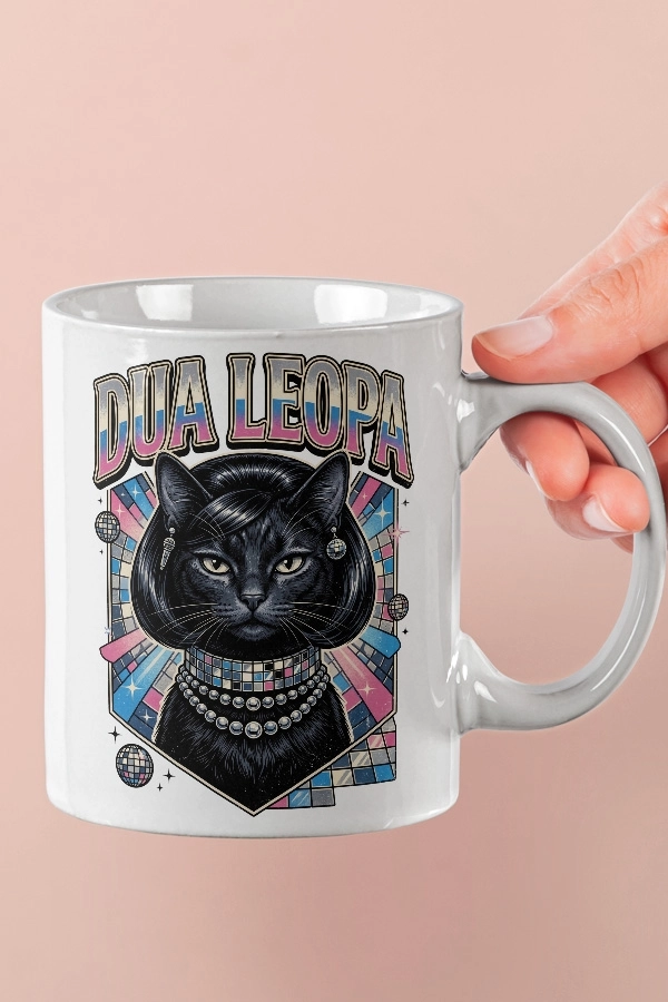 Dua Lipa - Dua Leopa Kedi Pop Tasarım Kupa
