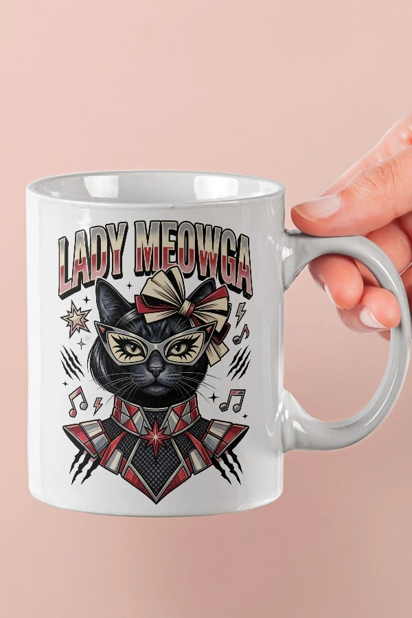 Lady Gaga - Lady Meowga Kedi Pop Tasarım Kupa - Versiyon 2