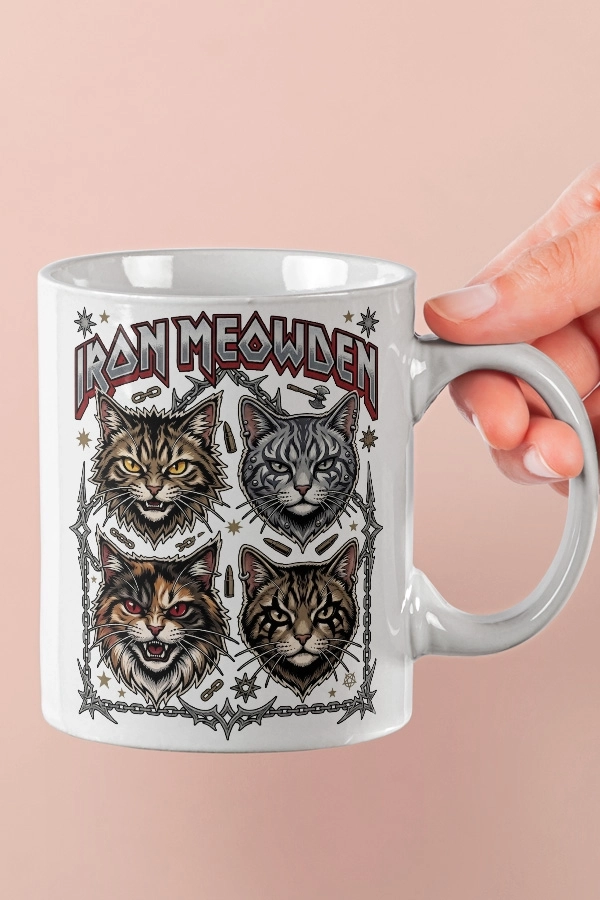 Iron Maiden - Iron Meowden Kedi Metal Tasarım Kupa - Versiyon 2