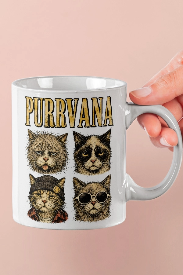 Nirvana - Purrvana Kedi Rock Tasarım Kupa - Versiyon 1