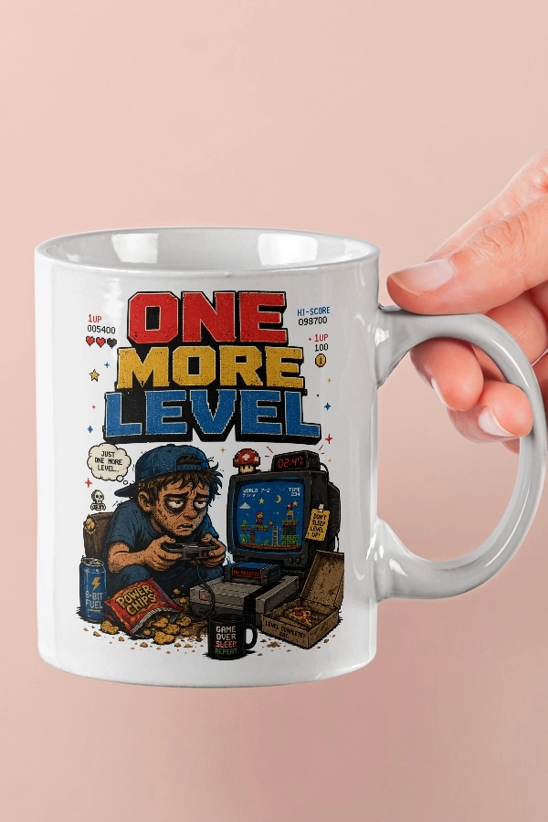One More Level Piksel Art Tasarım Kupa