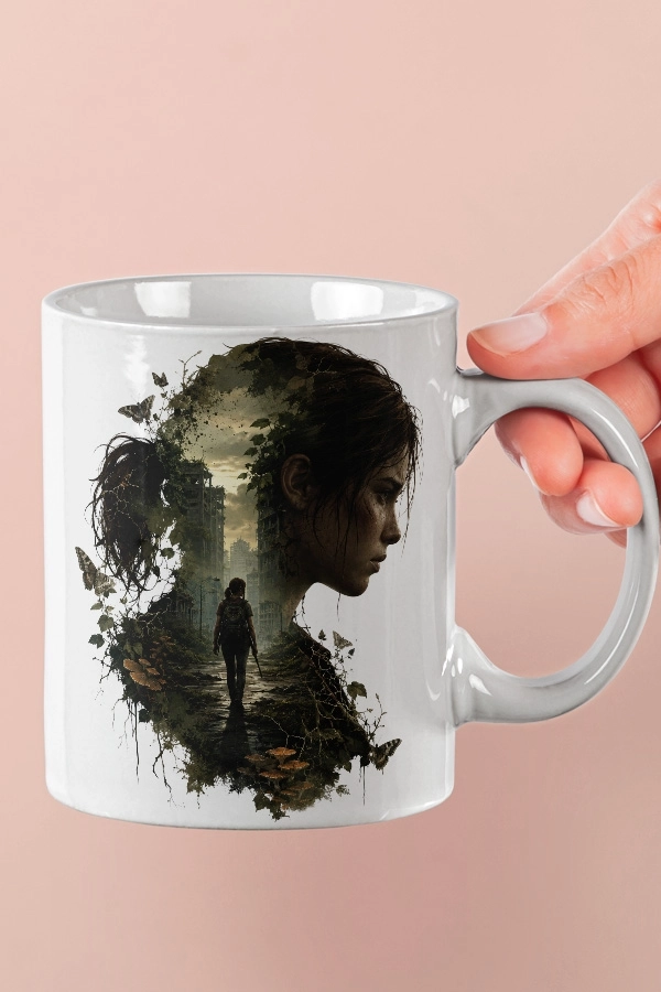 Ellie Silüet ve Yolculuk Temalı The Last of Us Fan Art Kupa