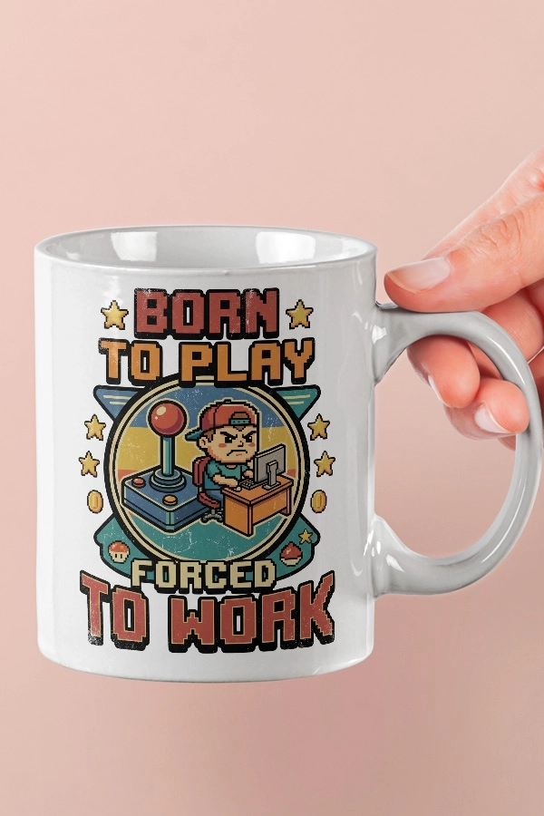 Born To Play Forced To Work Versiyon 2 Piksel Art Tasarım Kupa