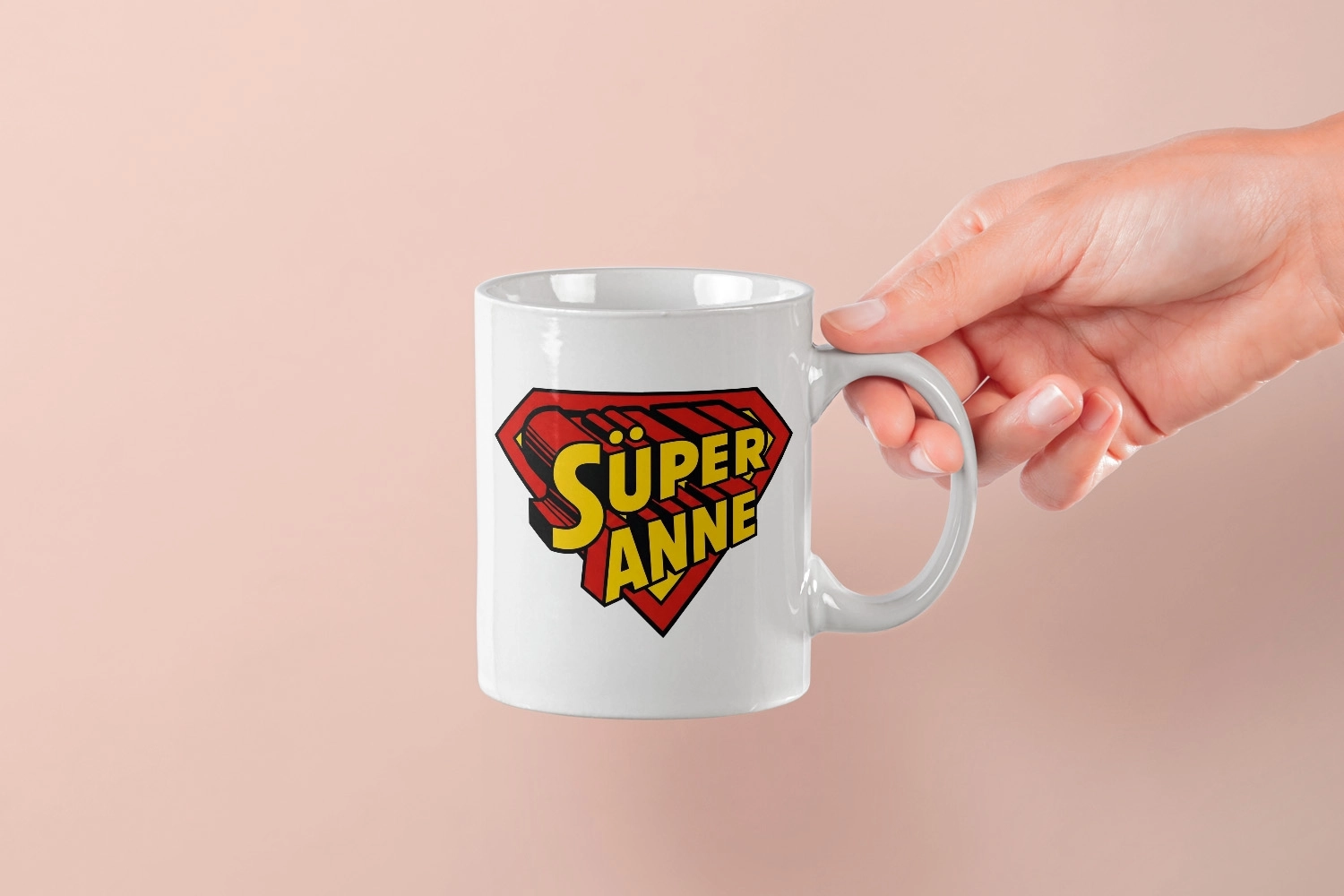 ’’Süper Anne’’ Logolu Tasarım  Kupa - Anneler Günü Hediyesi