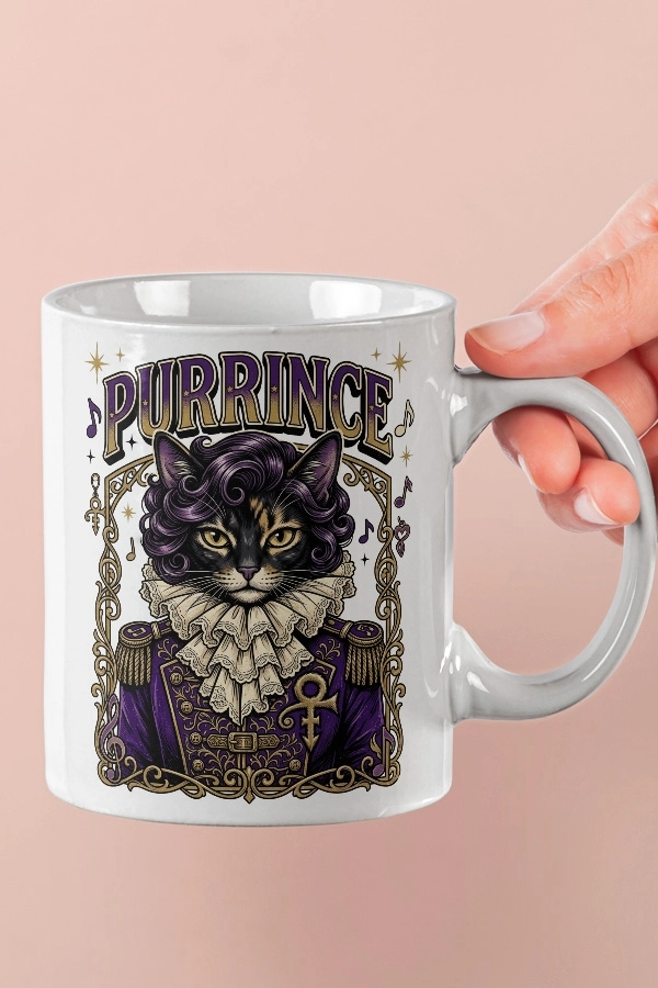 Prince - Purrince Kedi Pop Tasarım Kupa - Versiyon 2