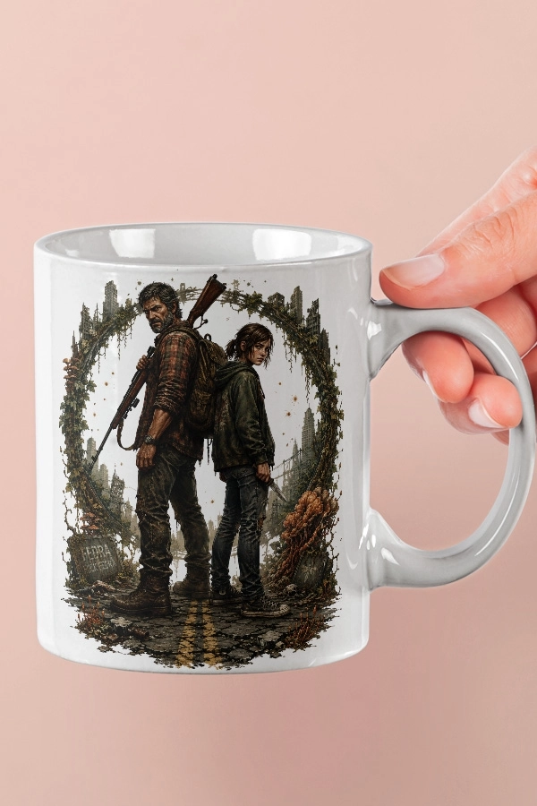 Joel ve Ellie Sırt Sırta The Last of Us Fan Art Kupa