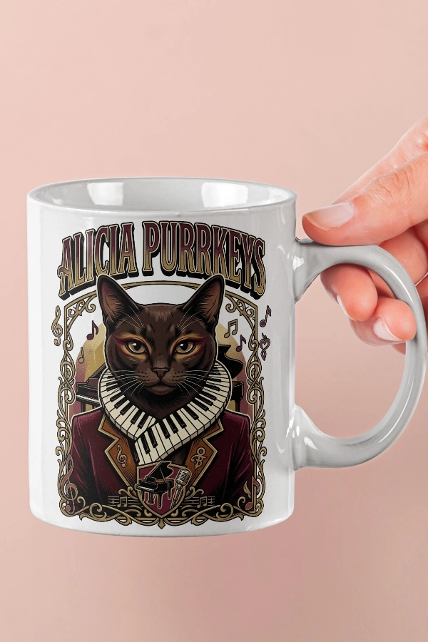 Alicia Keys - Alicia Purrkeys Kedi R&B Tasarım Kupa