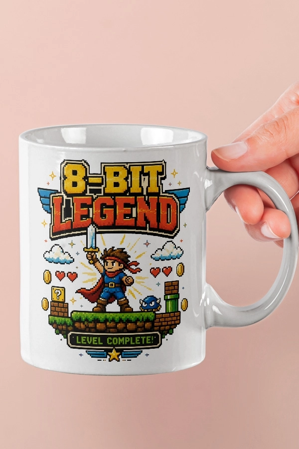 8-Bit Legend Hero Piksel Art Tasarım Kupa