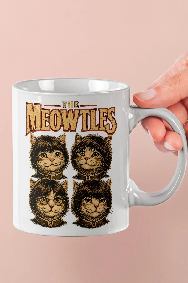 The Beatles - The Meowtles Kedi Rock Tasarım Kupa - Versiyon 1