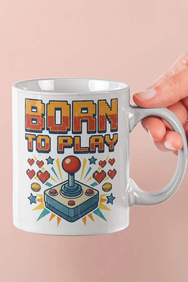 Born To Play Joystick Piksel Art Tasarım Kupa
