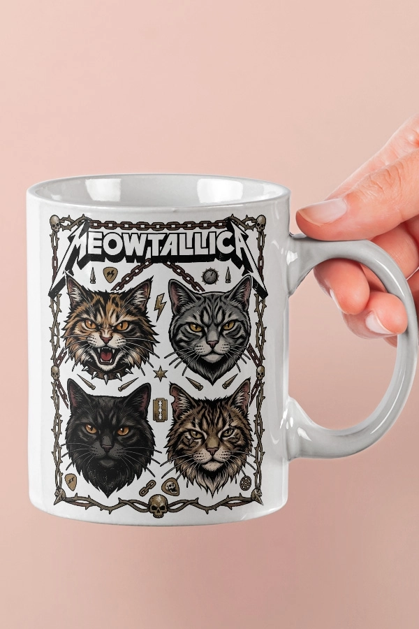 Metallica - Meowtallica Kedi Metal Tasarım Kupa - Versiyon 2