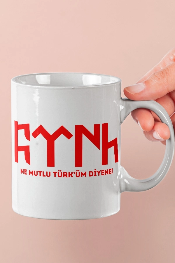 Ne Mutlu Türk’üm Diyene Sözlü ve Göktürkçe Türk Temalı Kupa 