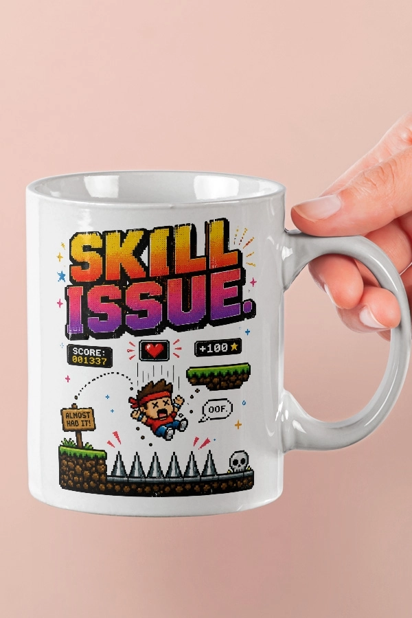 Skill Issue Piksel Art Tasarım Kupa