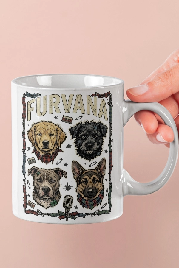Nirvana - Furvana Köpek Rock Tasarım Kupa - Versiyon 2