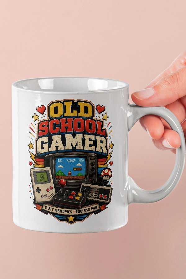 Old School Gamer 8 Bit Piksel Art Tasarım Kupa