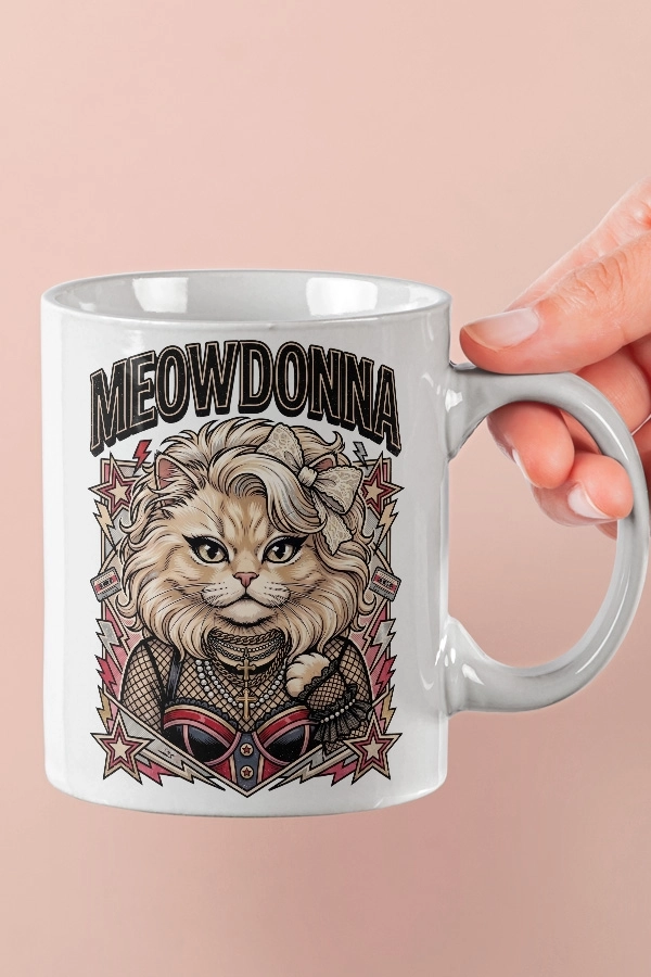 Madonna - Meowdonna Kedi Pop Tasarım Kupa - Versiyon 2