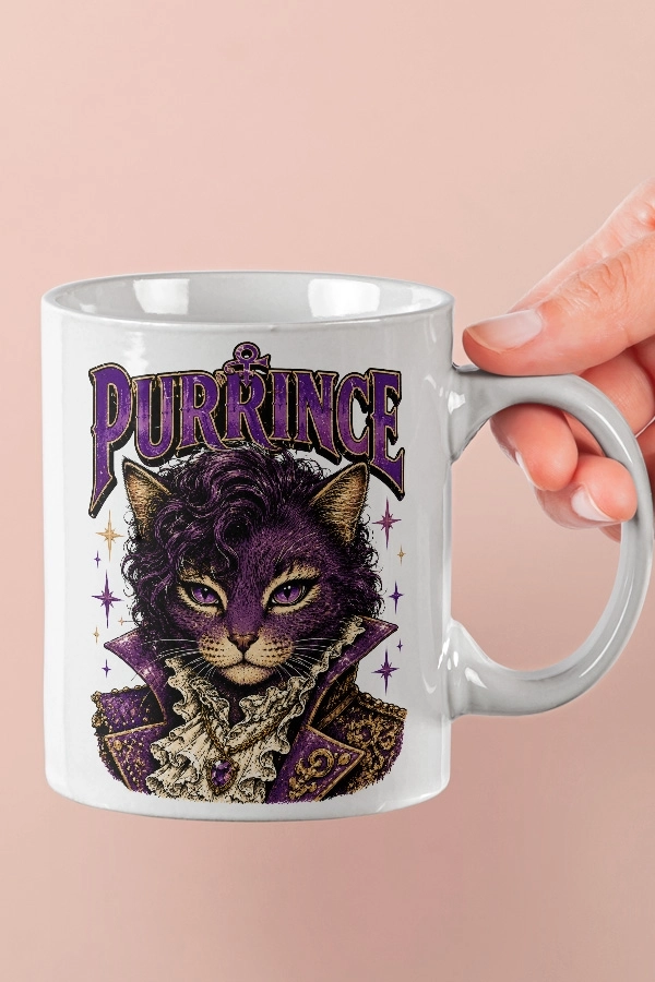 Prince - Purrince Kedi Pop Tasarım Kupa - Versiyon 1