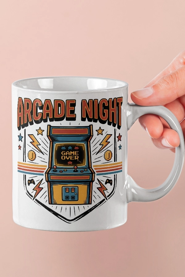 Arcade Night Piksel Art Tasarım Kupa