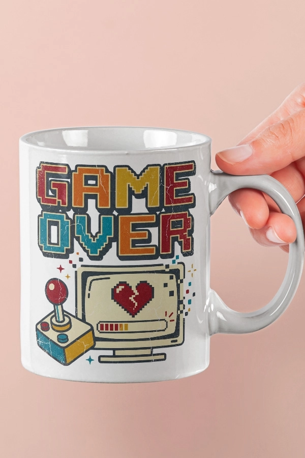 Game Over Piksel Art Tasarım Kupa
