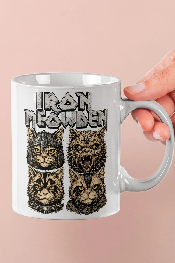 Iron Maiden - Iron Meowden Kedi Metal Tasarım Kupa - Versiyon 1