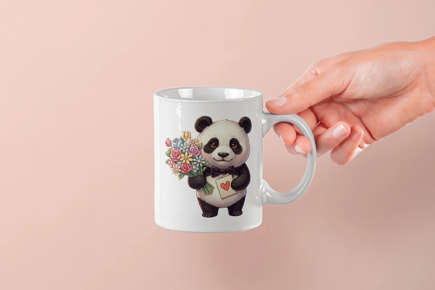 Panda – Kalpli Kartlı Kupa Tasarımı – Sevgililer Günü Özel (Erkek)