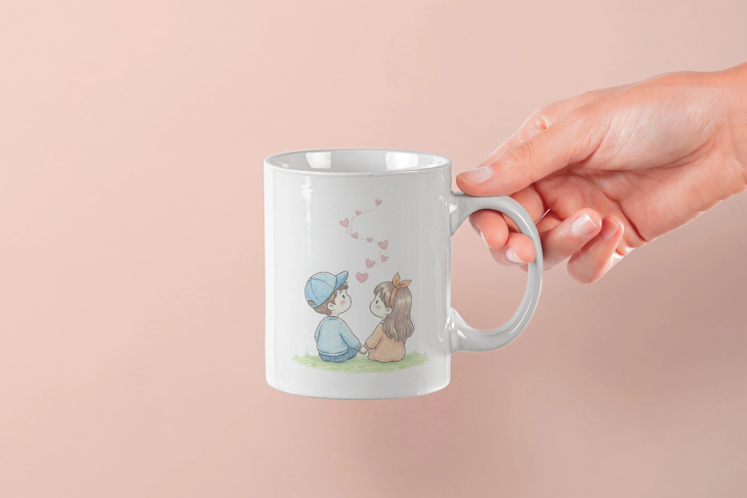 Romantik Yan Yana Çift Kupa – Sevgililer Günü Özel Tasarım