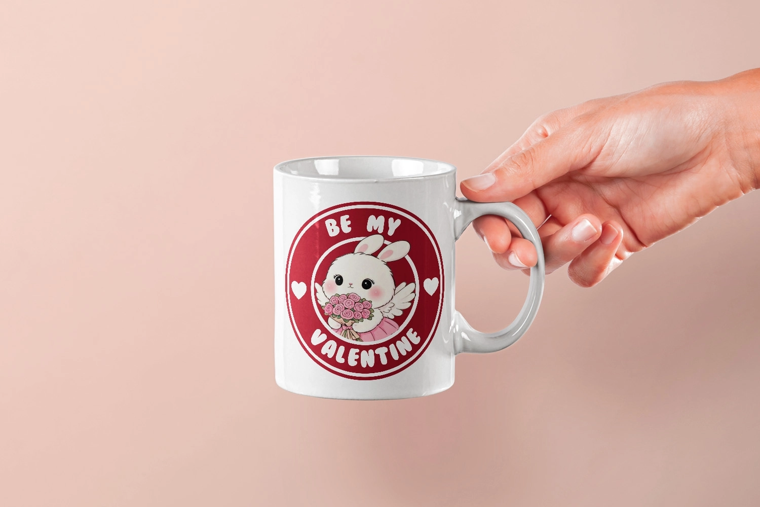 Be My Valentine – Dişi Tavşan Sevgililer Günü Özel Tasarım Kupa