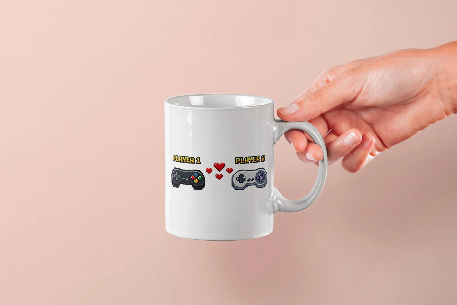 Player 1 & Player 2 Pixel Gamer Kupa – Sevgililer Günü Özel Tasarım Kupa