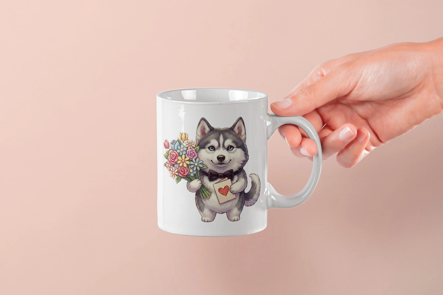 Husky –Kalpli Kartlı Kupa Tasarımı – Sevgililer Günü Özel (Erkek)