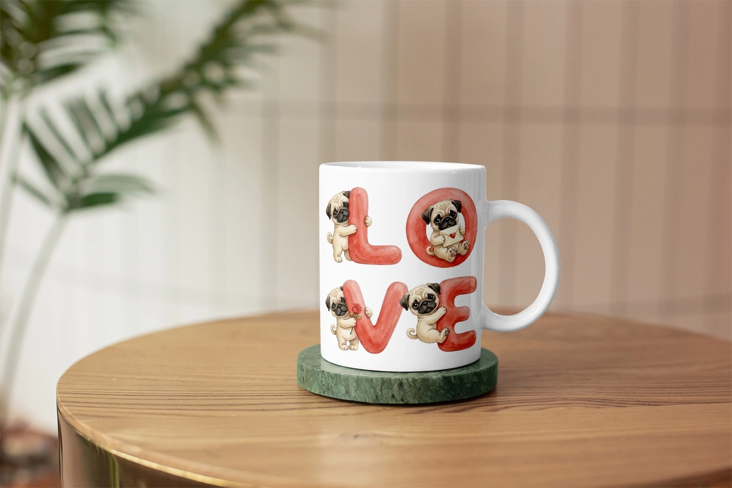 Pug – LOVE Yazılı Sevgililer Günü Özel Tasarım Kupa