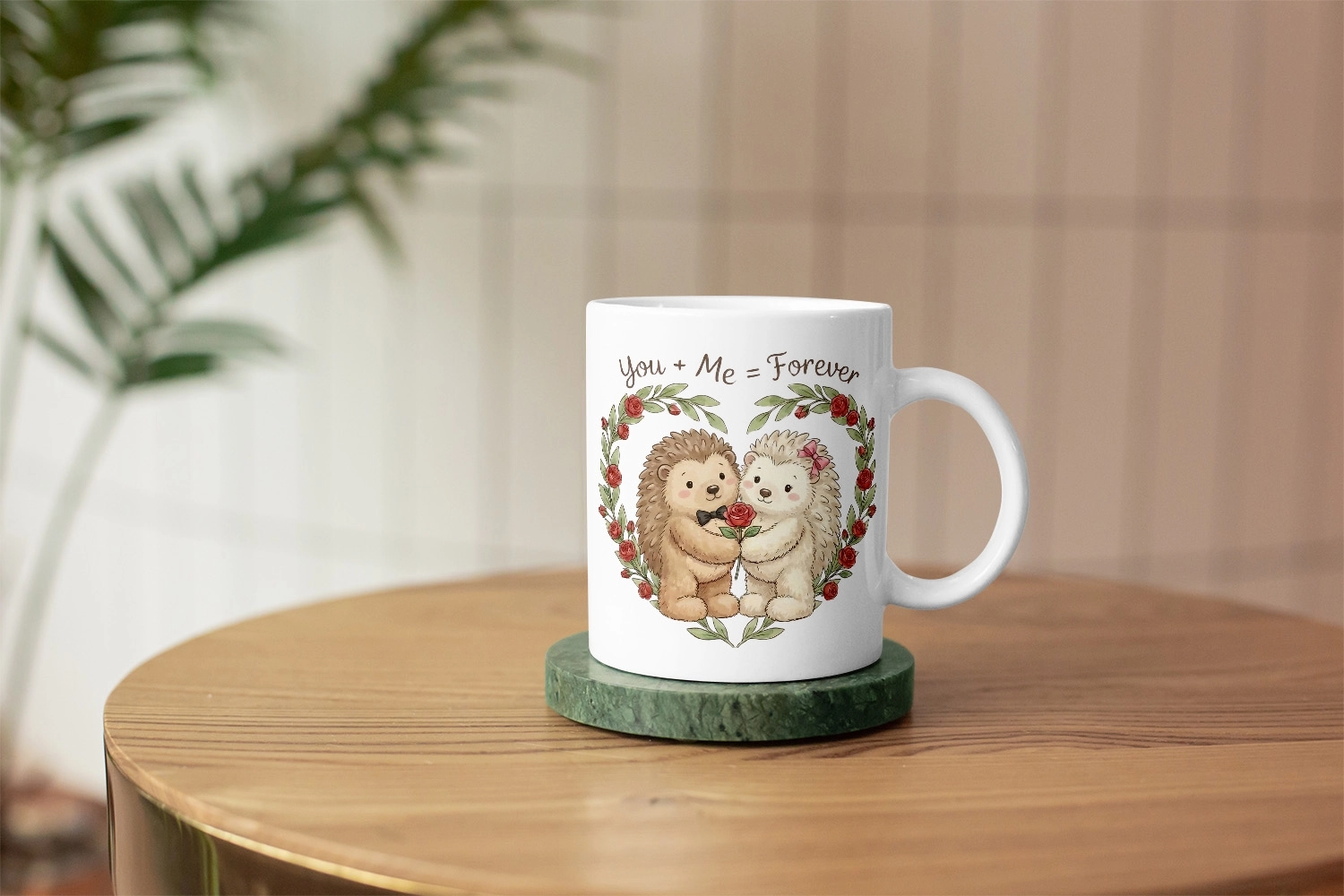 You + Me = Forever Yazılı Kirpicik Kupa – Sevgililer Günü Özel Tasarım