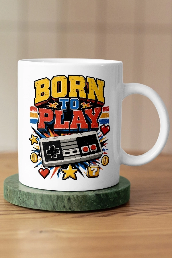 Born To Play Gamepad Piksel Art Tasarım Kupa