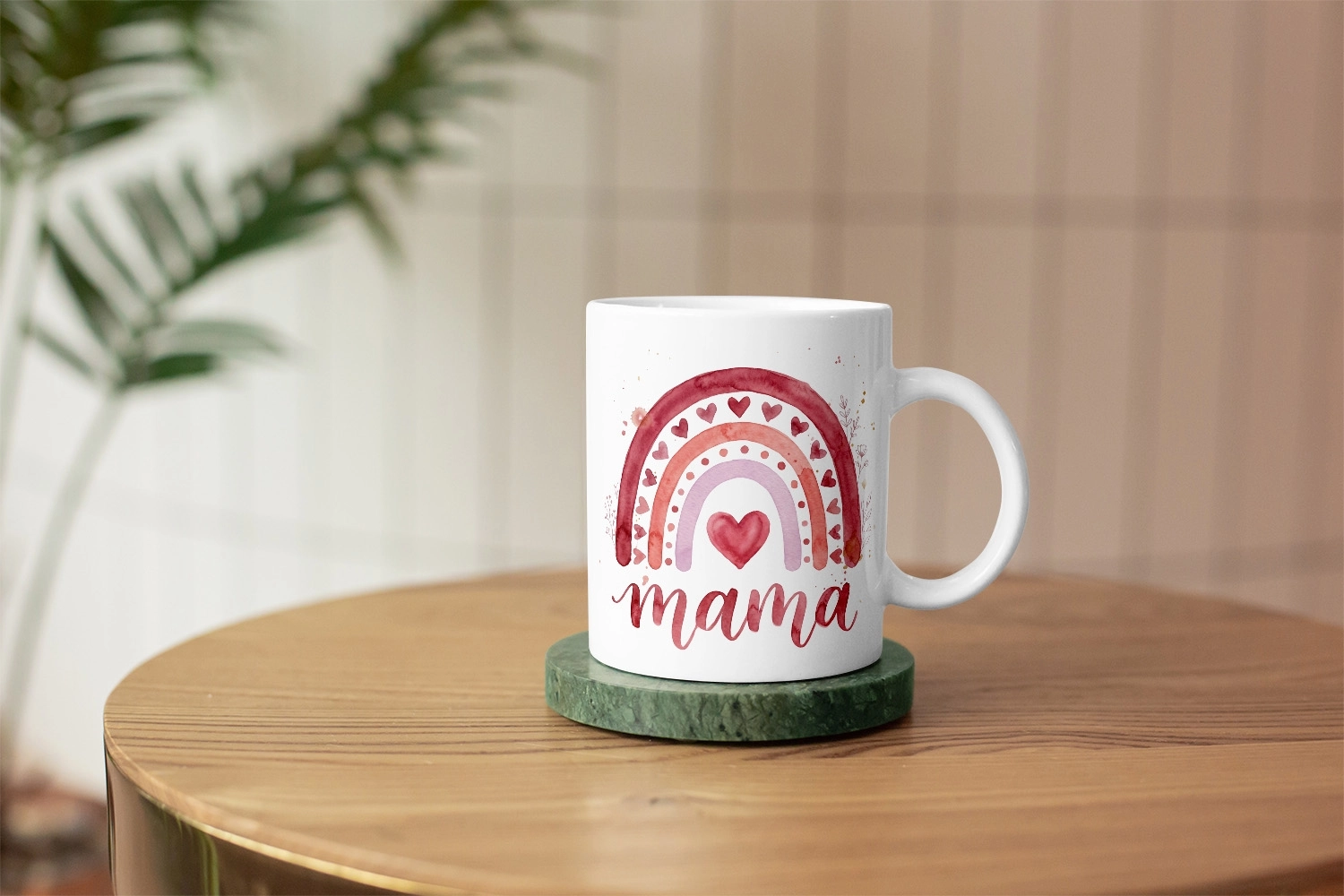 ’’Mama’’ Yazılı Suluboya Gökkuşağı Tasarım Kupa 